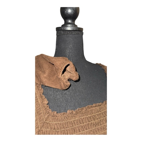 AE Long-Sleeve Smocked Corduroy Mini Dress NWOT - Picture 4 of 5